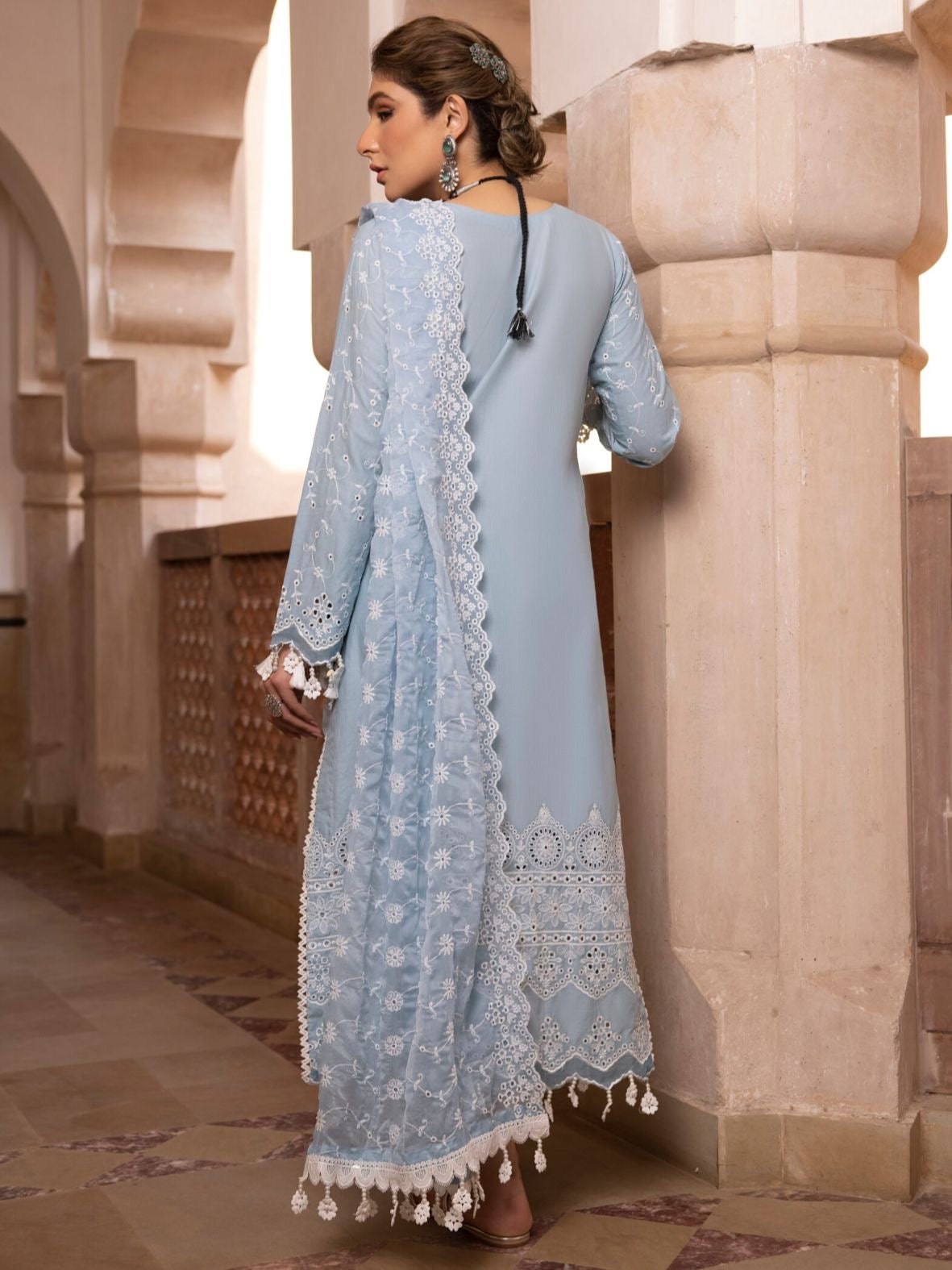 Regalia Textiles Ice Blue Lawn Chikankari 3pcs Suit