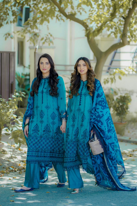 Mohagni Brand Teal Rawsilk 3pcs