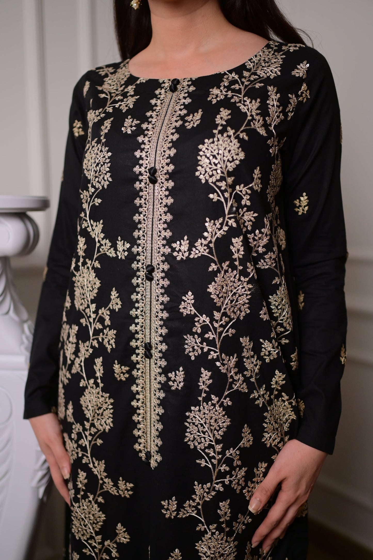 Black Embroidered Gold