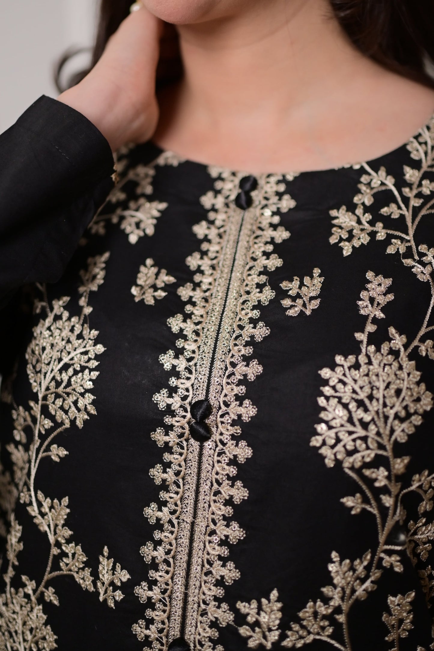 Black Embroidered Gold