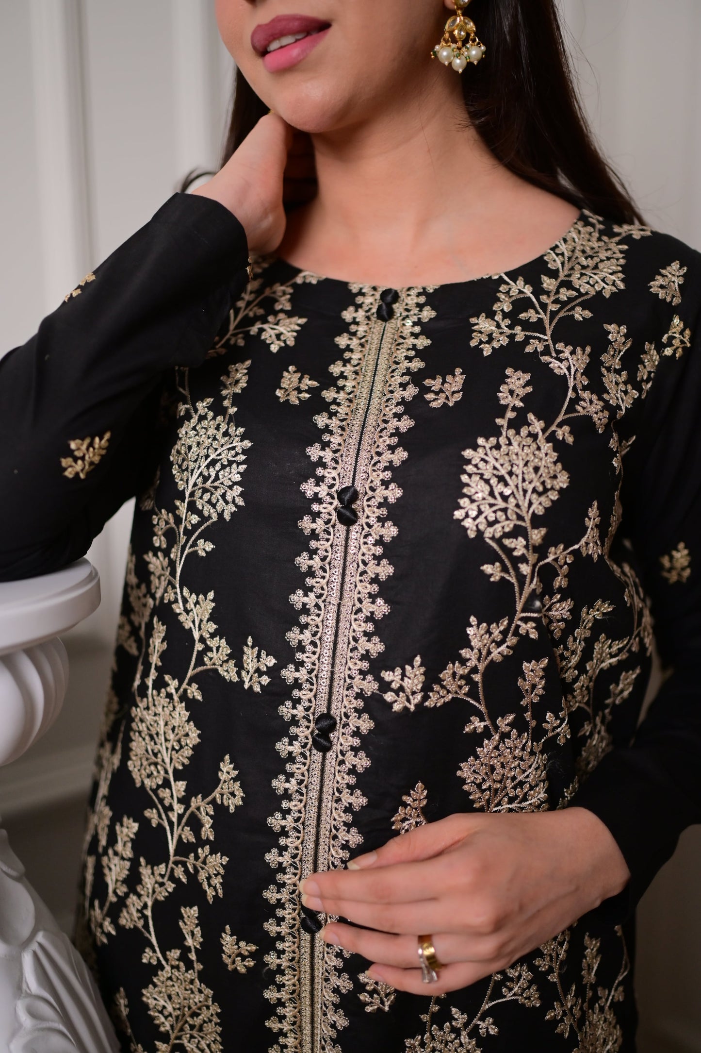 Black Embroidered Gold